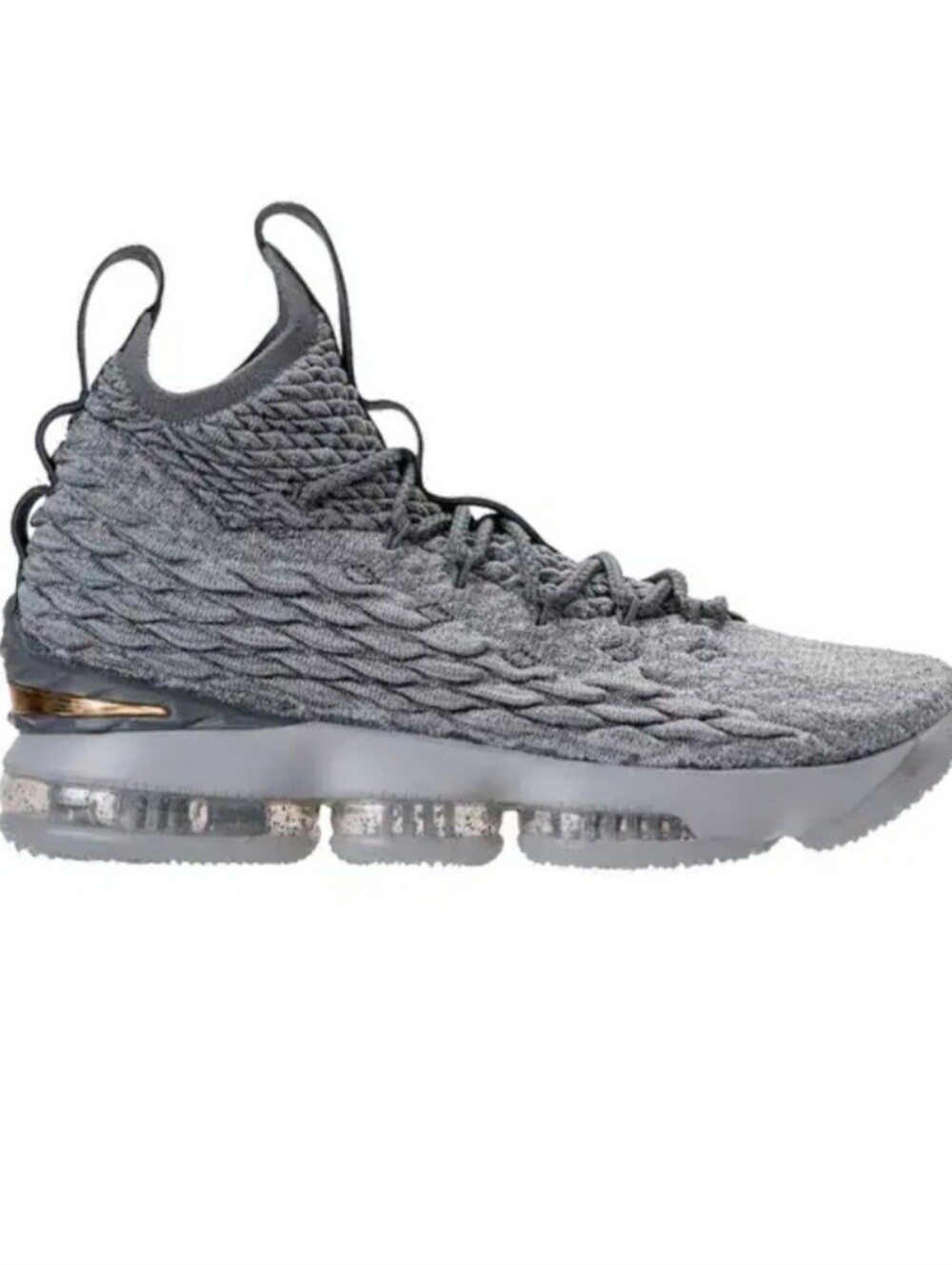 💥Nike LeBron 15 City Edition Wolf Grey Metallic Gold Men's Size 14 897648-005